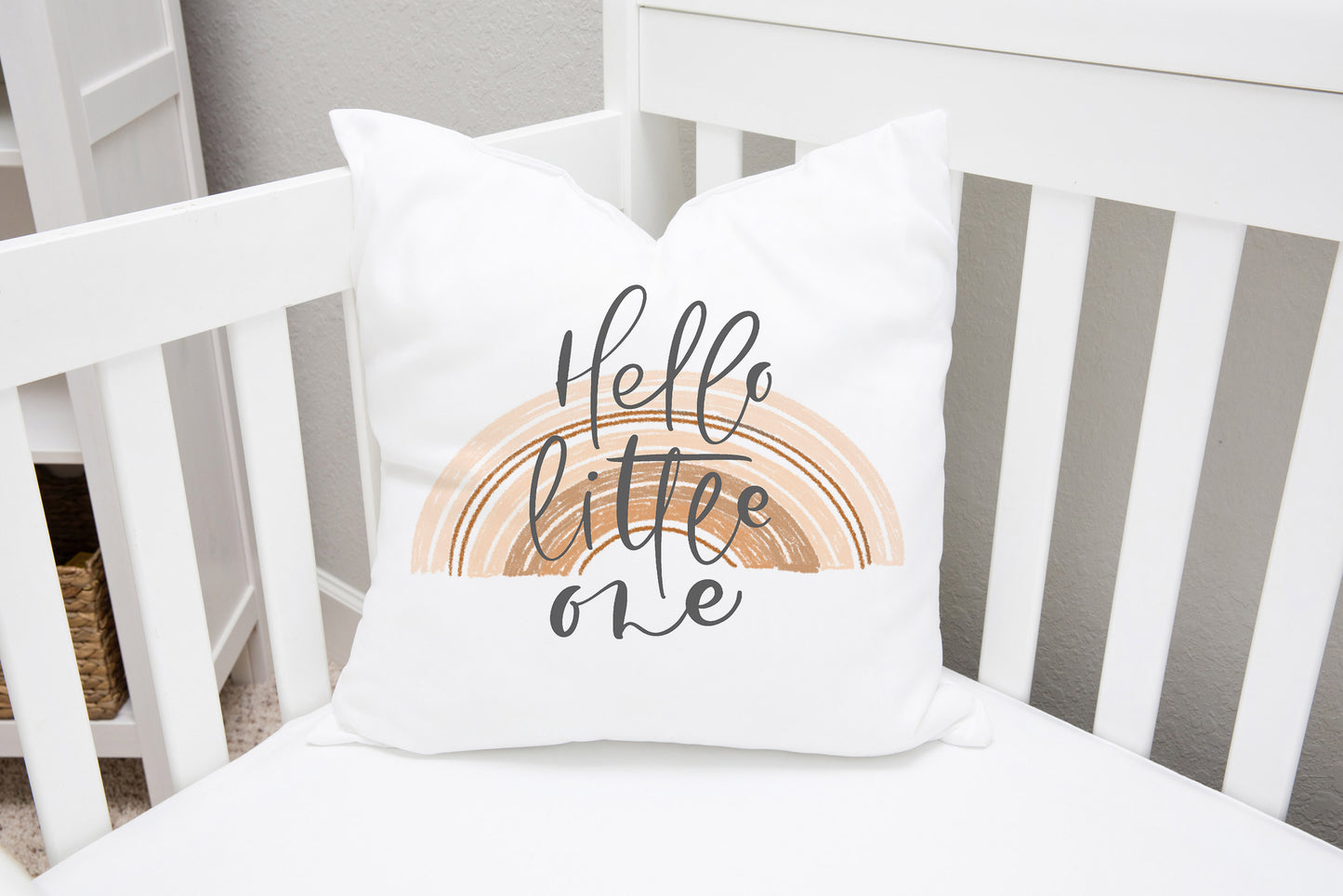 Hello Little One Pillow Case, Rainbow Nursery Decor - Earthy Rainbow