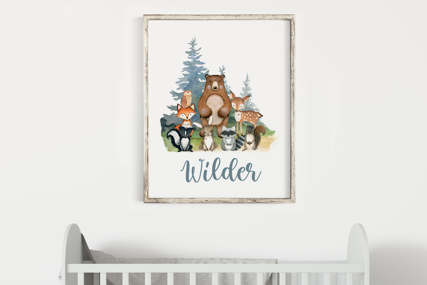 Personalized Woodland Wall Art, Forest Nursery Print Unframed