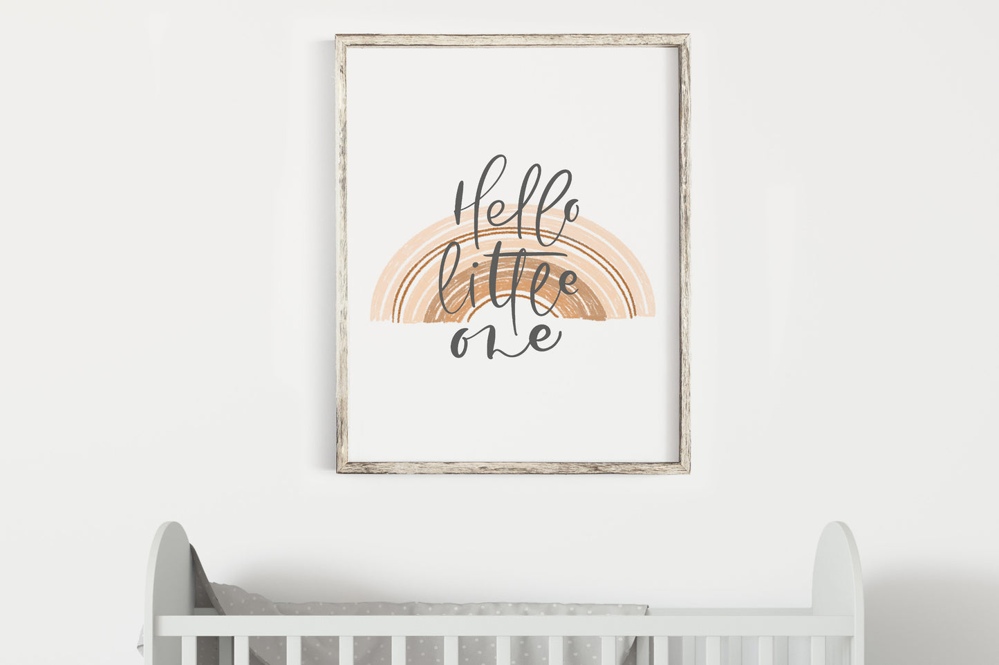 Hello Little One, PRINTABLE Rainbow Wall Art, Rainbow Nursery Print - Earthy Rainbow