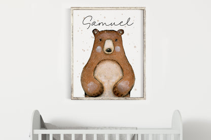 Personalized name Wall art, Bear Nursery Decor