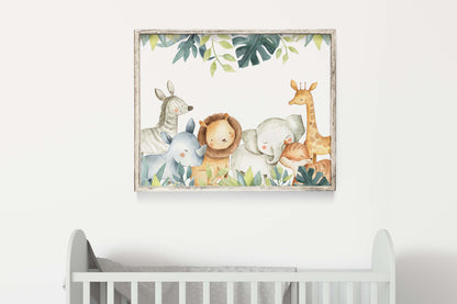 Safari Animals Wall Art, Jungle Nursery Print - Baby Africa