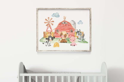 Farm Animals Wall Art, Farm Nursery Print - Farm Babies