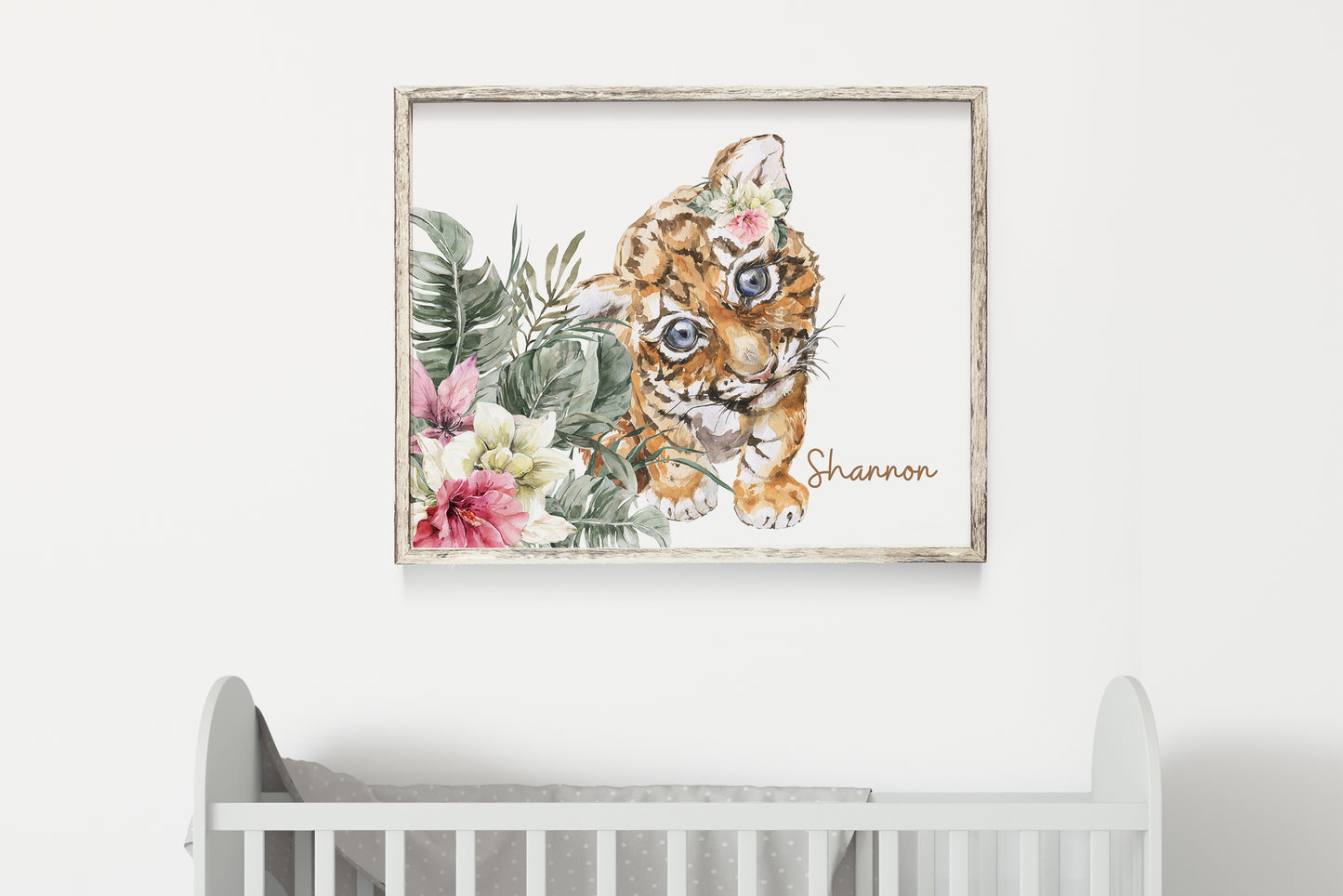 Personalized Girl Tiger Nursery Art, Safari Nursery Decor