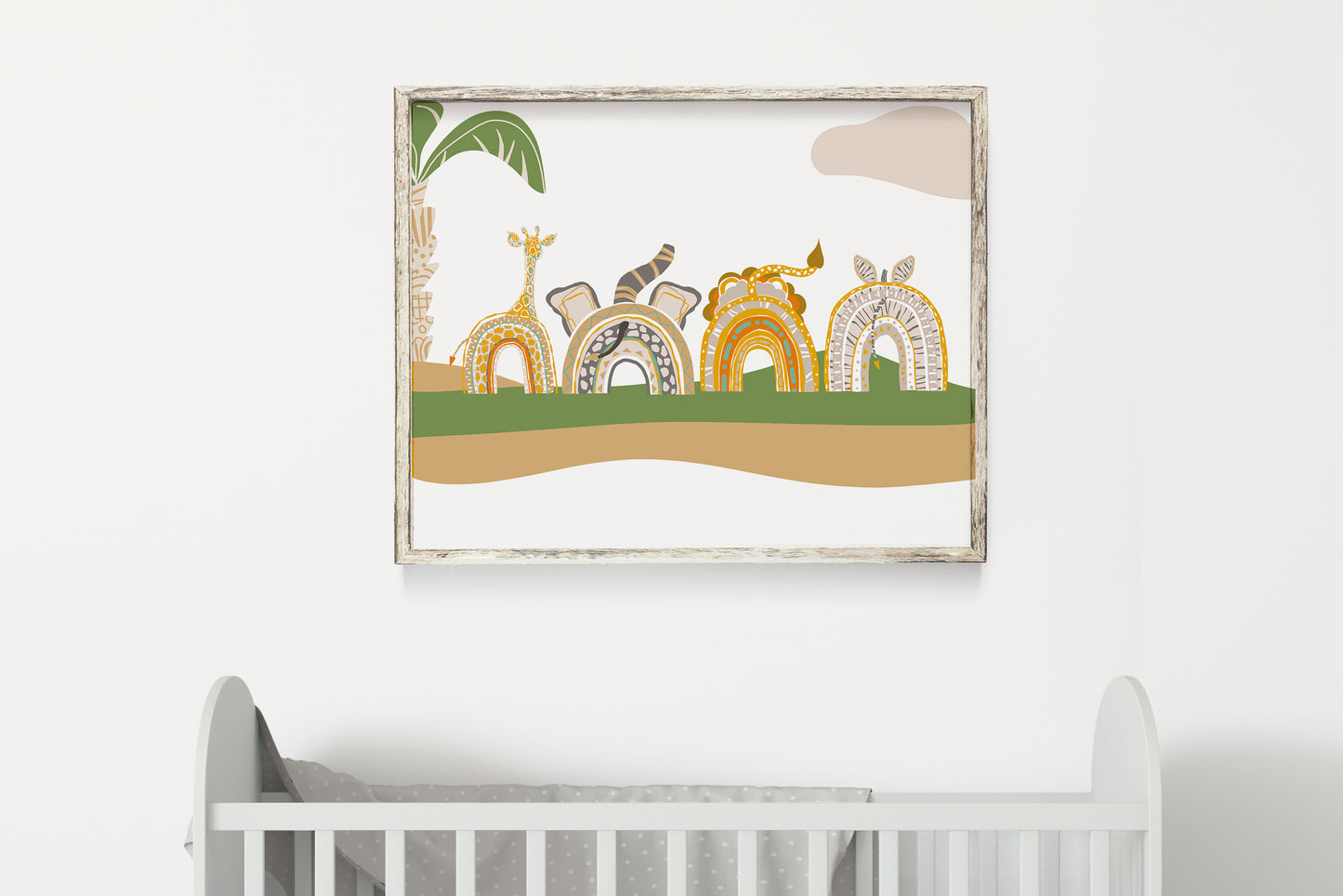 PRINTABLE Rainbow Safari Wall Art, Jungle Nursery Print