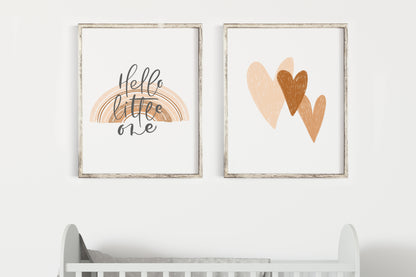 Set of 2 PRINTABLE Rainbow Wall Art, Rainbow Nursery Prints - Earthy Rainbow