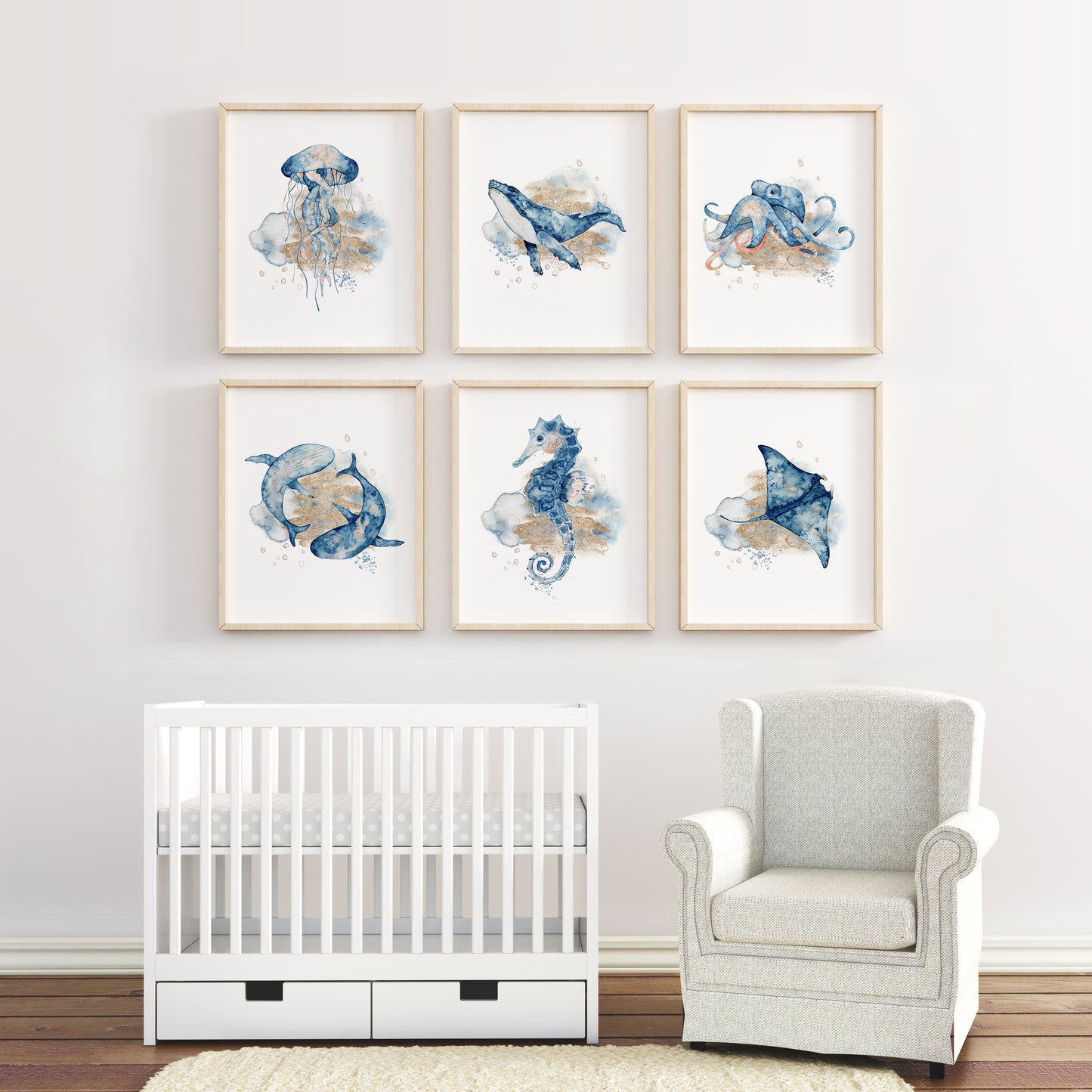 Under theSea Wall Art, Ocean Nursery Prints Set of 6