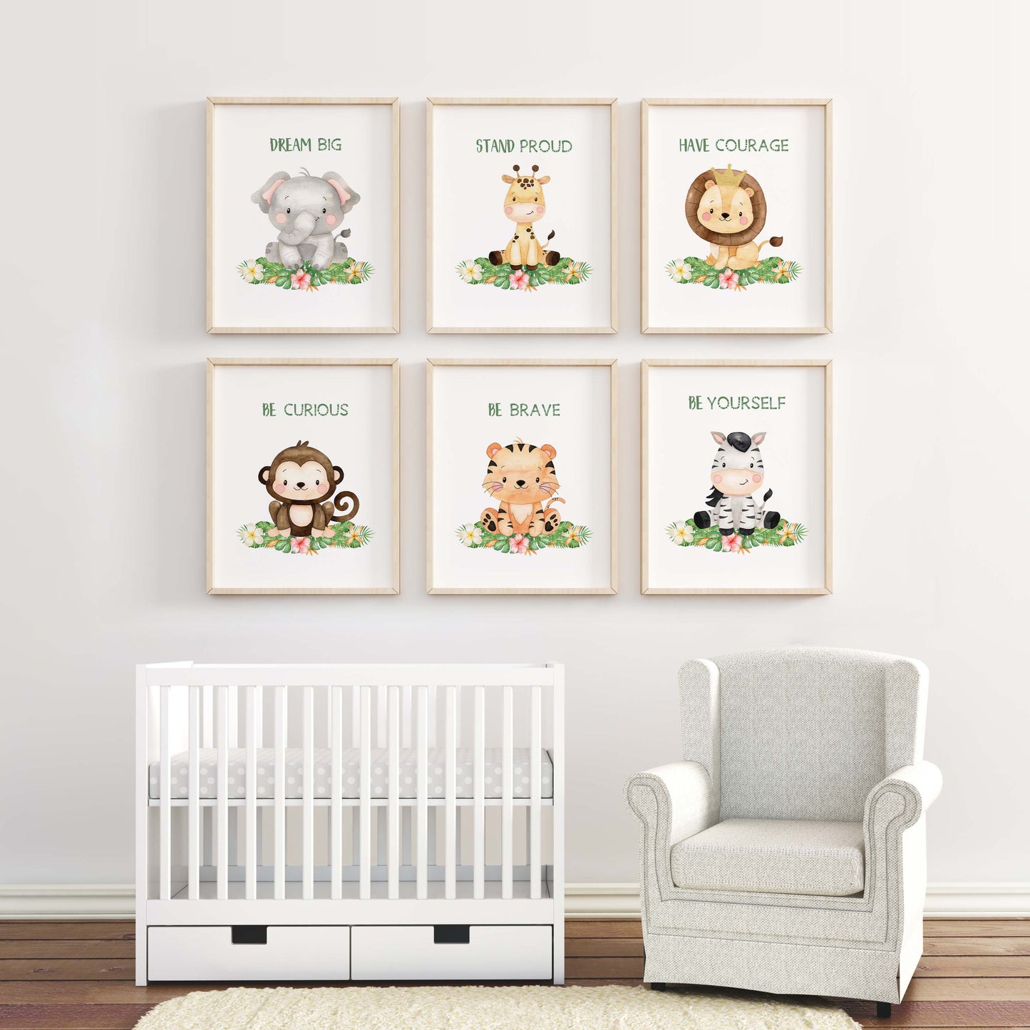 Girl Safari Wall Art, Jungle Nursery Prints Set of 6 - Safari Explorer