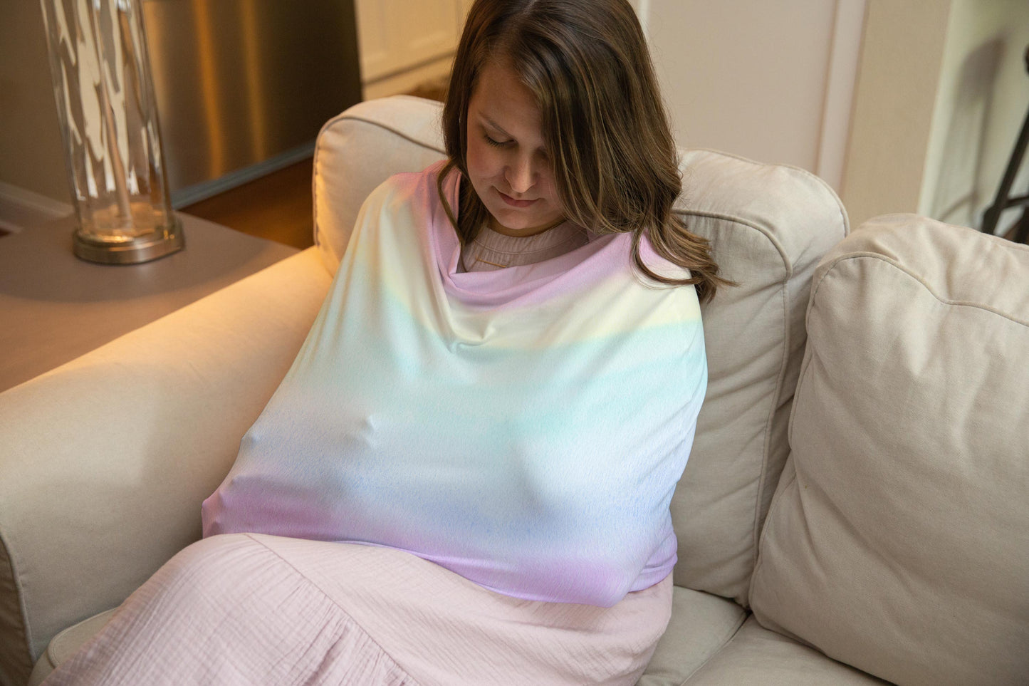 Pastel Rainbow Car Seat Cover, Rainbow Nursing Cover