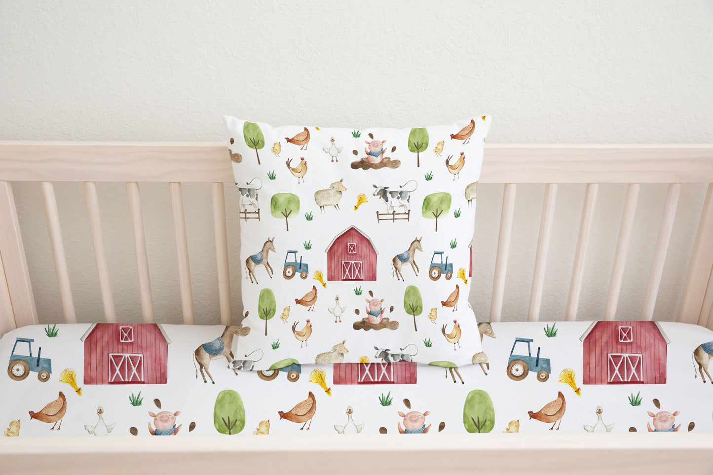 Farm Pillow COVER, Barnyard Nursery Decor - Farm Sweet Farm