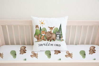 Woodland Animals Pillow cover, Woodland Nursery Decor - Tiny Woodland