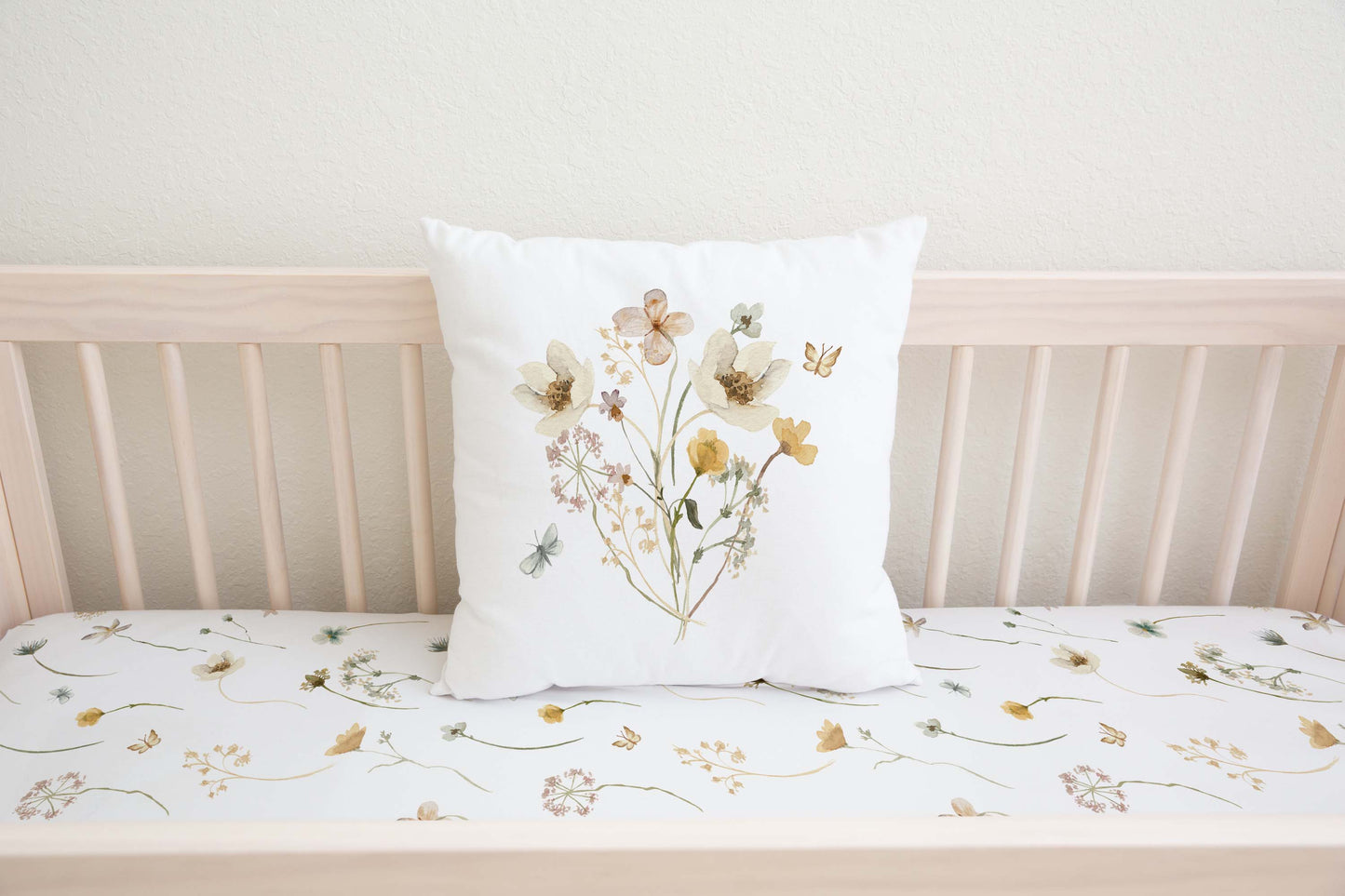 Wild flowers pillow, Floral pillow cover - Mustard Wildflowers