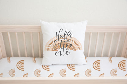 Hello Little One Pillow Case, Rainbow Nursery Decor - Earthy Rainbow