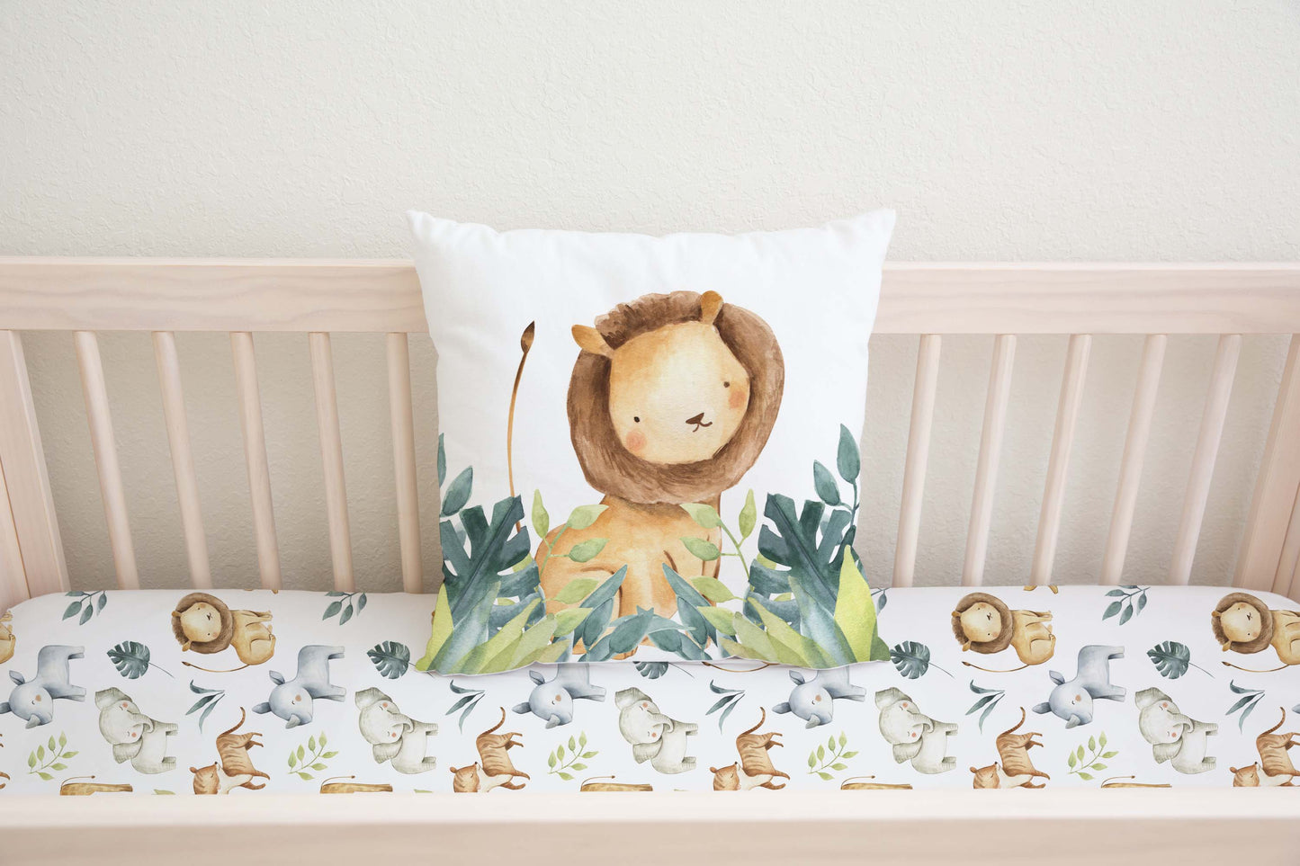 Lion Pillow Cover, Safari Nursery Decor - Baby Africa