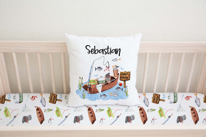 Fishing Personalized Pillow, Fishing Nursery Decor - Little Fisherman