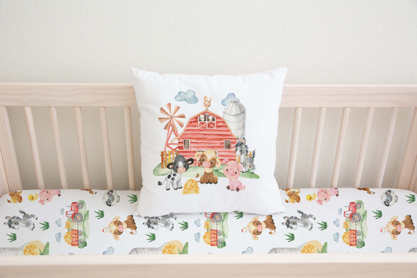 Farm Animals pillow cover, Barndyard nursery decor - Farm Babies