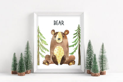 Animals Tracks Nursery Wall Art, Woodland Nursery Prints Set of 6