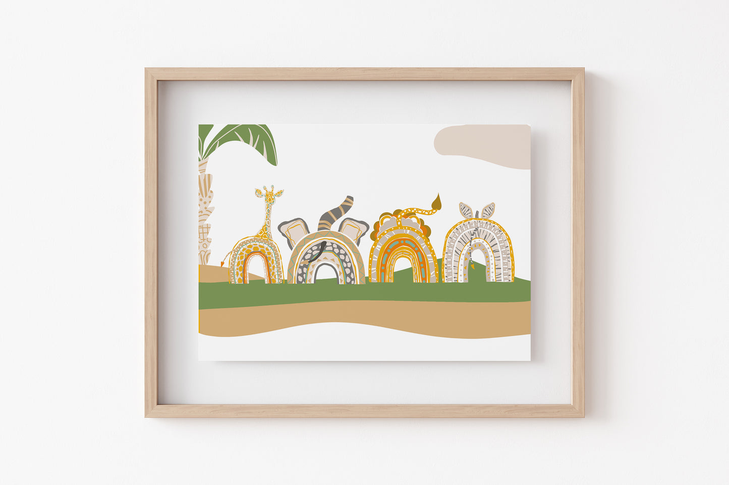 PRINTABLE Rainbow Safari Wall Art, Jungle Nursery Print