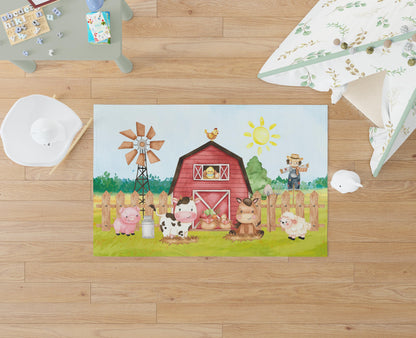 Farm Animals Rug, Neutral Nursery Decor - Morgan's Farm