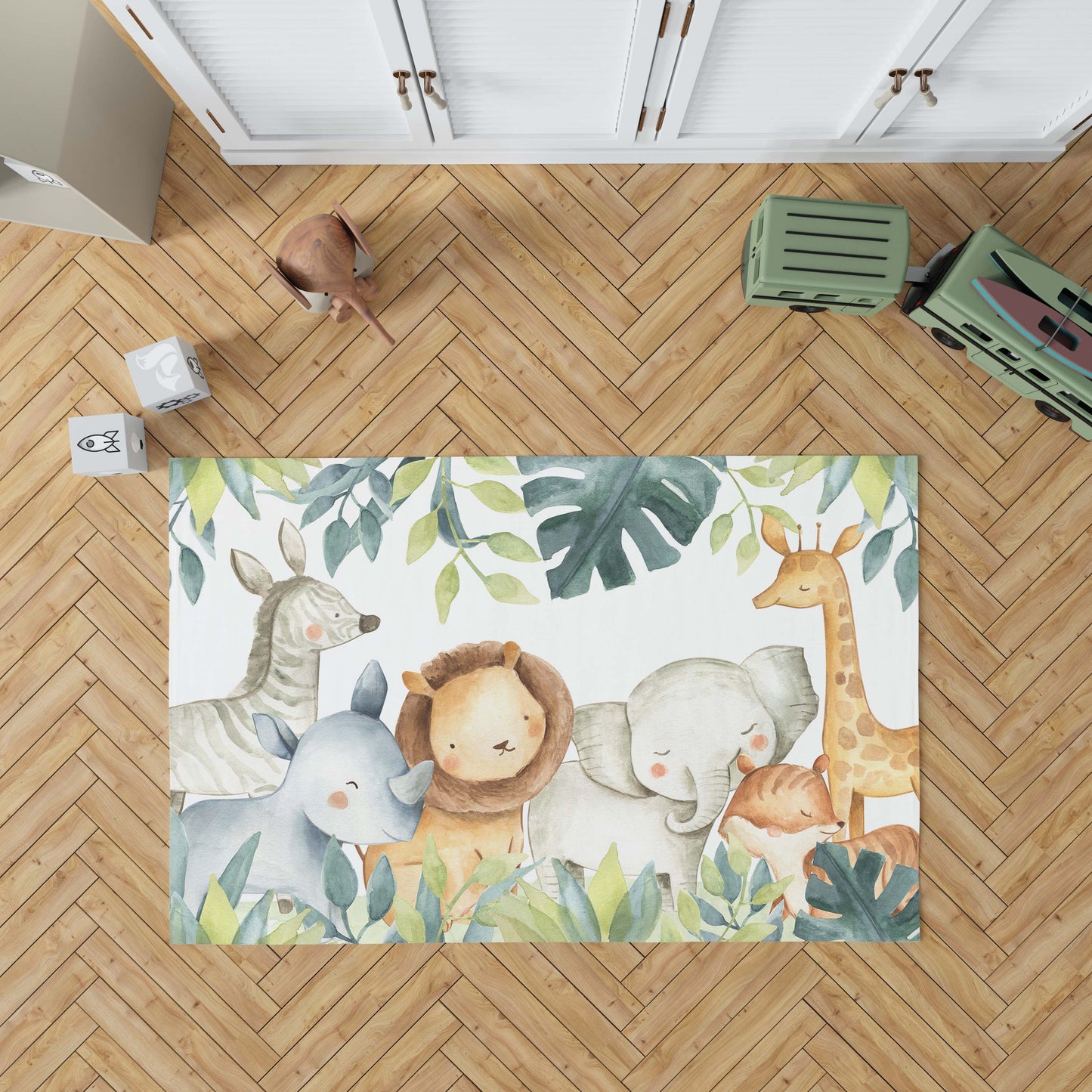 Safari nursery rug, Jungle nursery Decor - Baby Africa