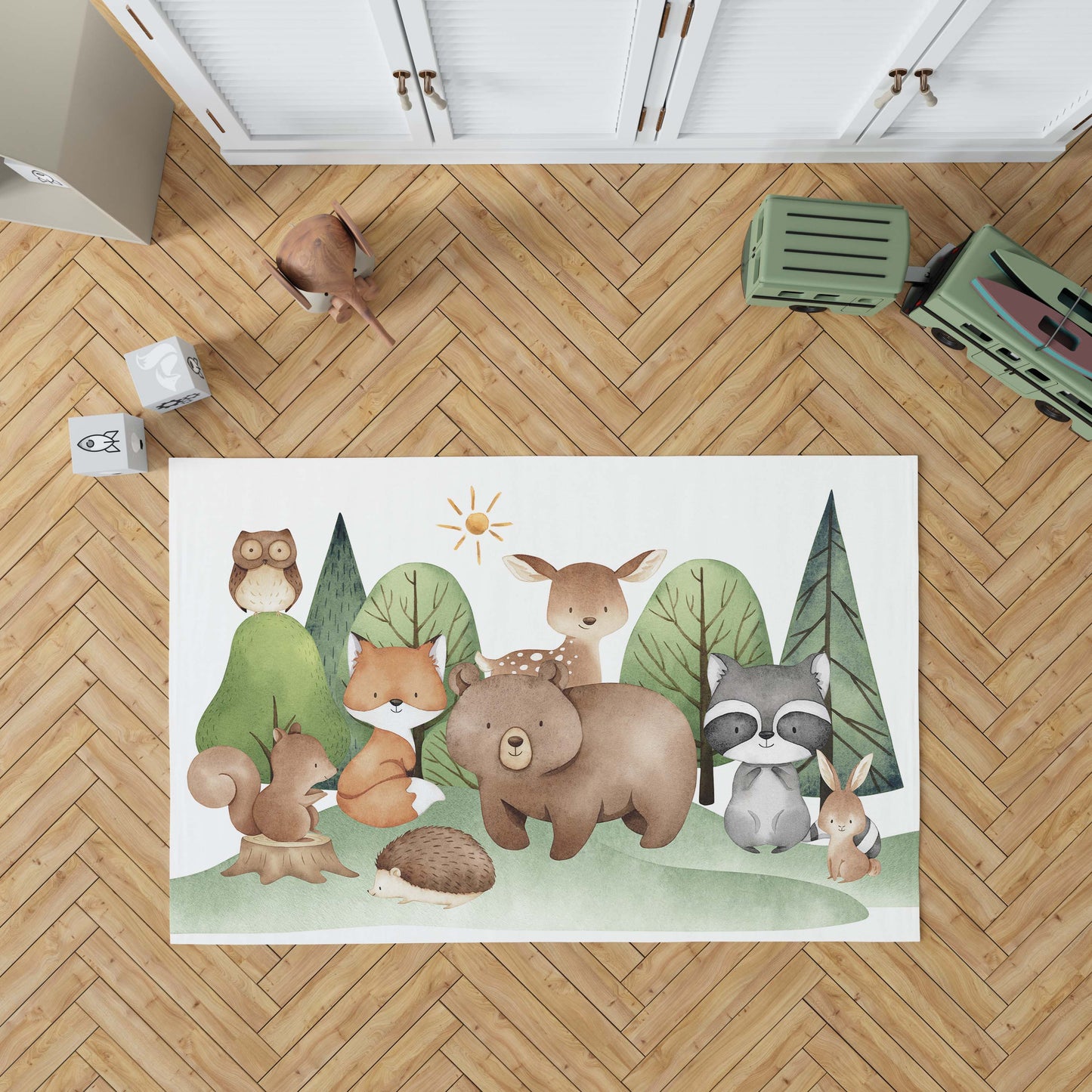 Woodland Animals Rug - Woodland nursery decor - Tiny Woodland