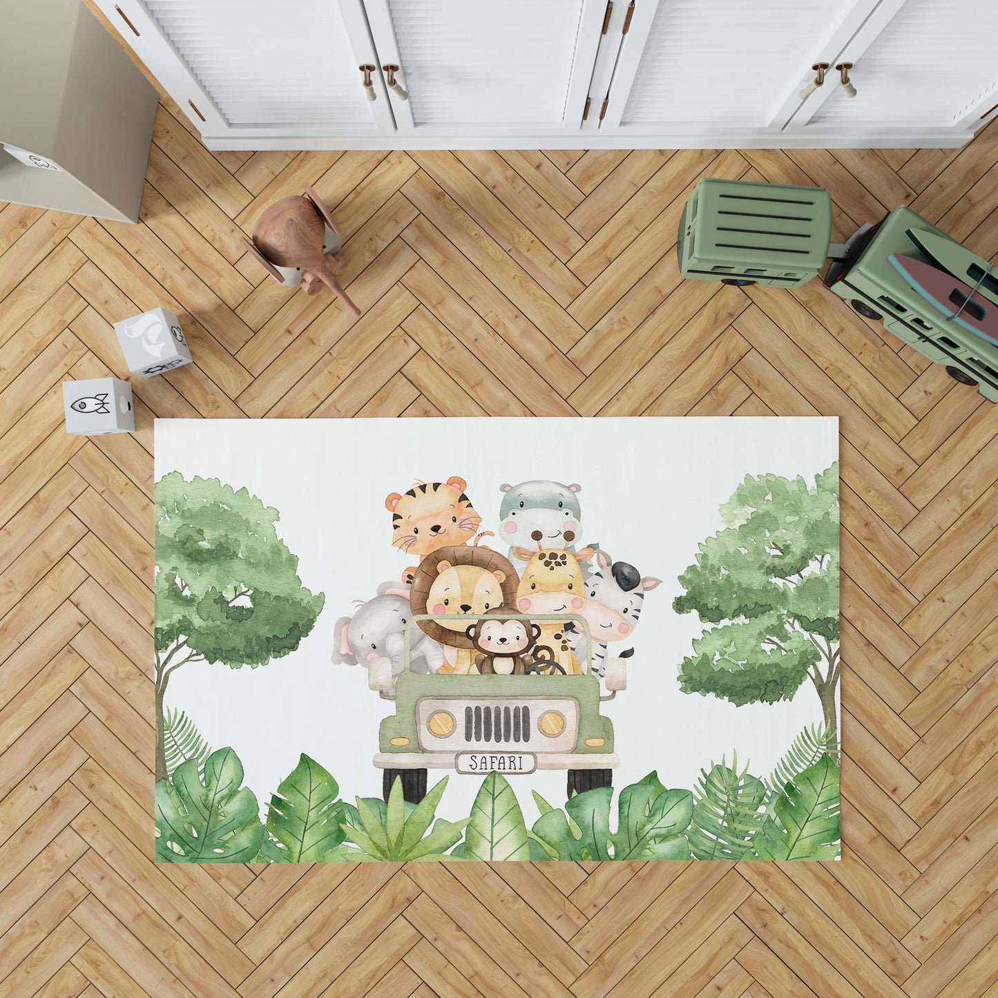 Safari nursery rug, Jungle nursery Decor - Safari Explorer