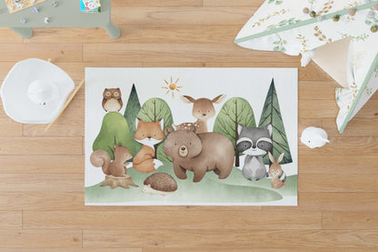 Woodland Animals Rug - Woodland nursery decor - Tiny Woodland