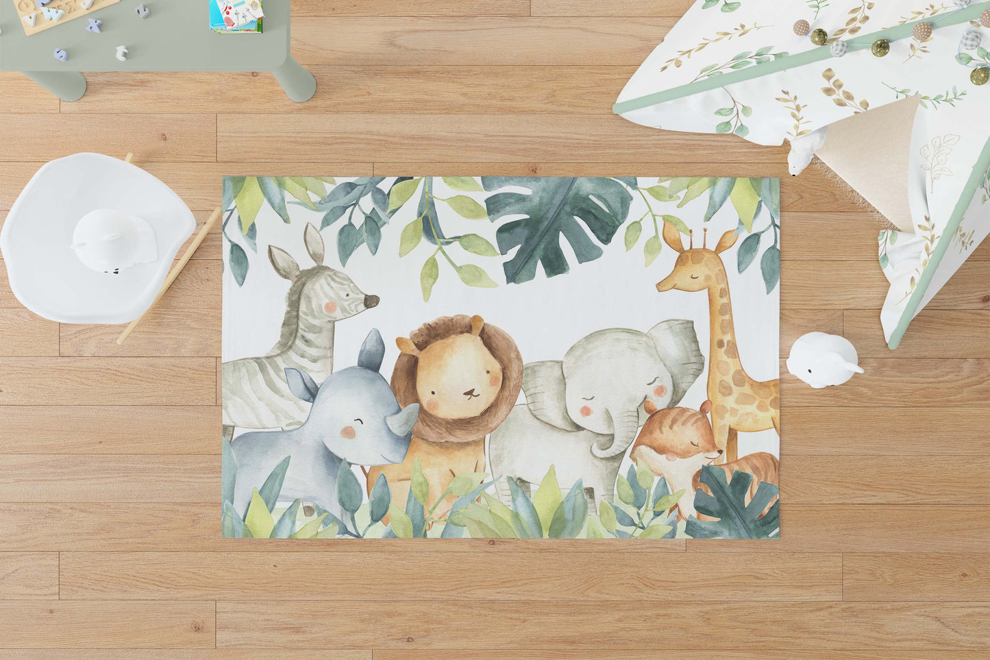 Safari nursery rug, Jungle nursery Decor - Baby Africa