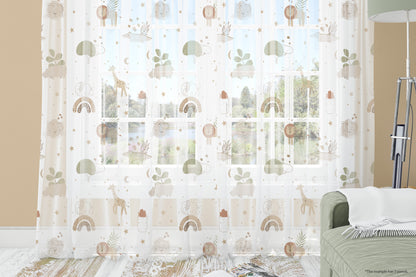 Safari Sheer Curtains, Rainbow Nursery Curtains - Modern Safari