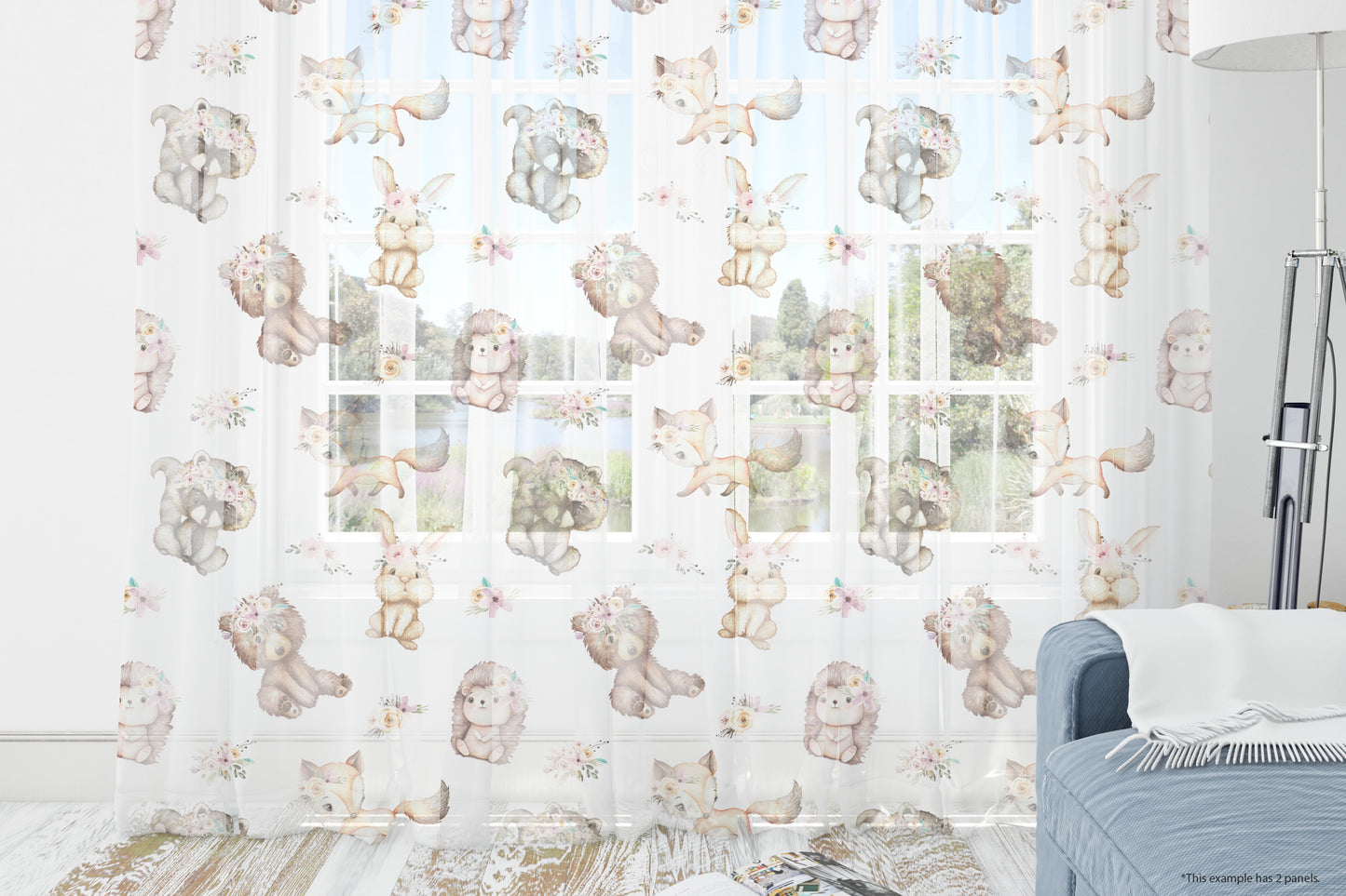 Woodland Animals Curtains, Woodland Sheer Nursery Curtains - Forest Friends