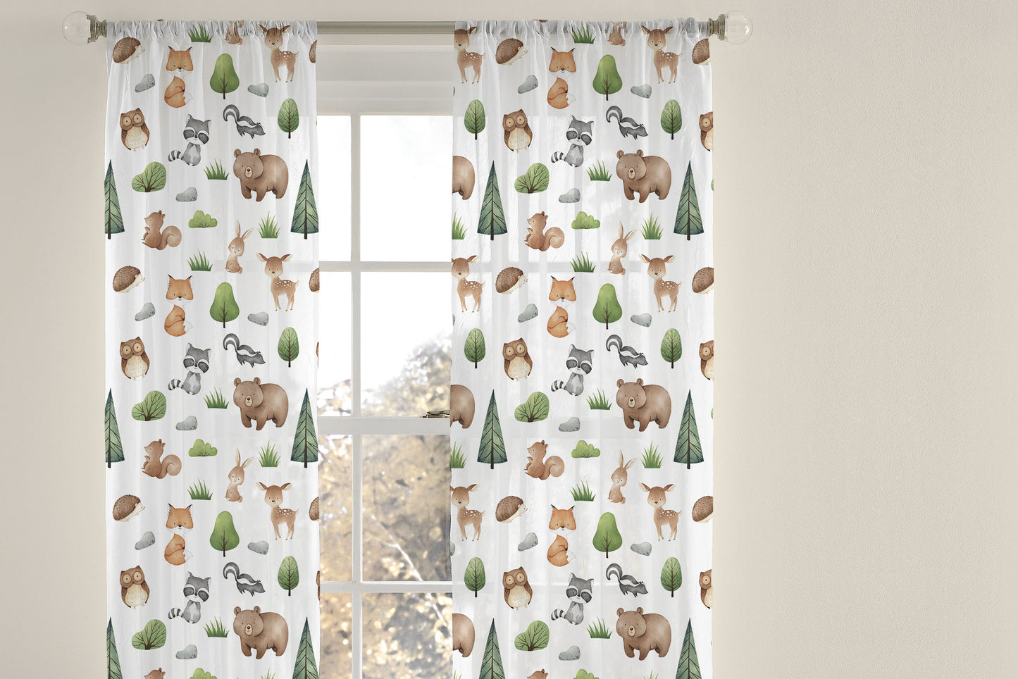 Woodland  Sheer curtains, Woodland nursery Decor - Tiny Woodland