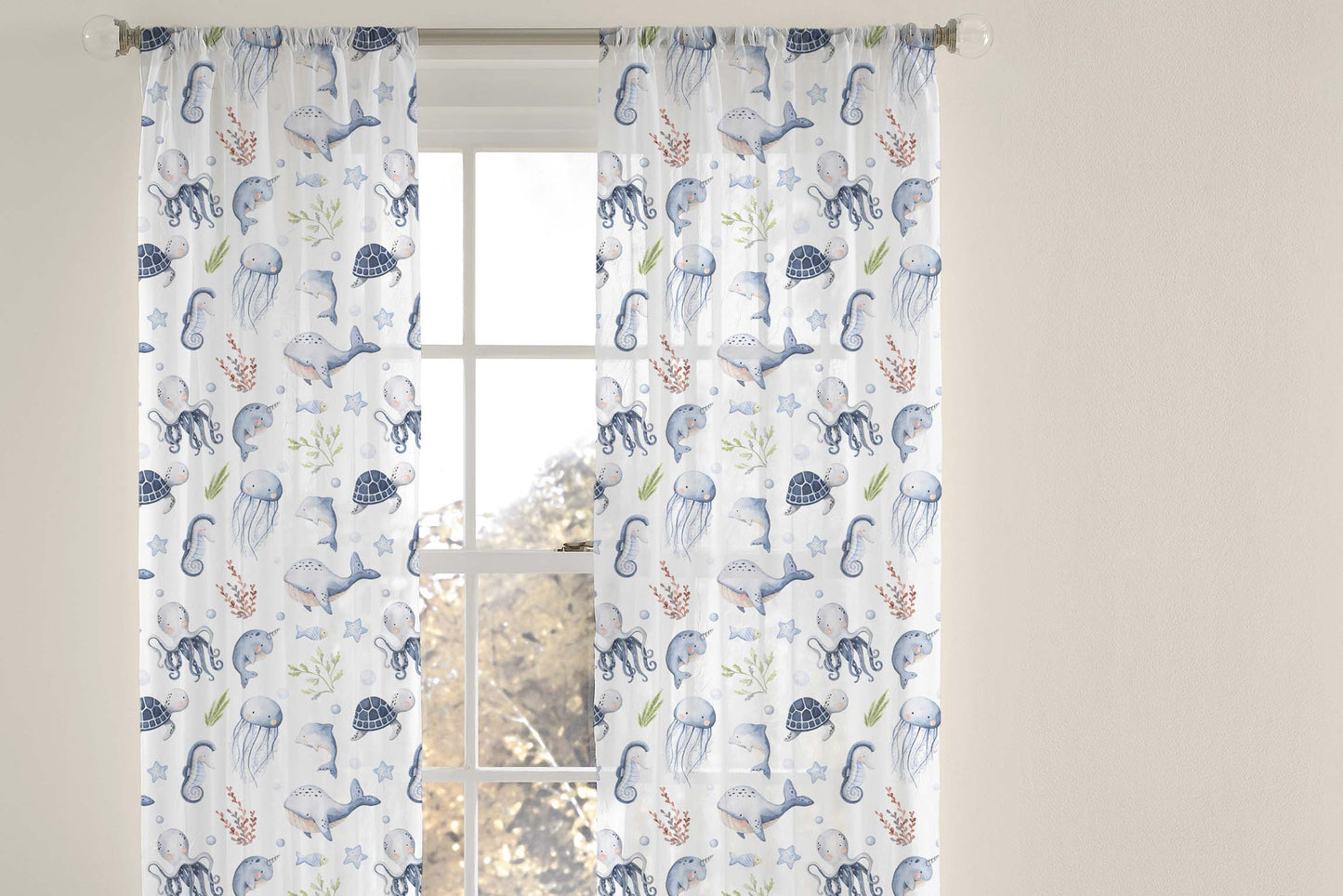 Under the Sea Sheer Curtain, Ocean Animals Curtain - Little Ocean