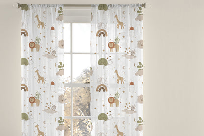 Safari Sheer Curtains, Rainbow Nursery Curtains - Modern Safari