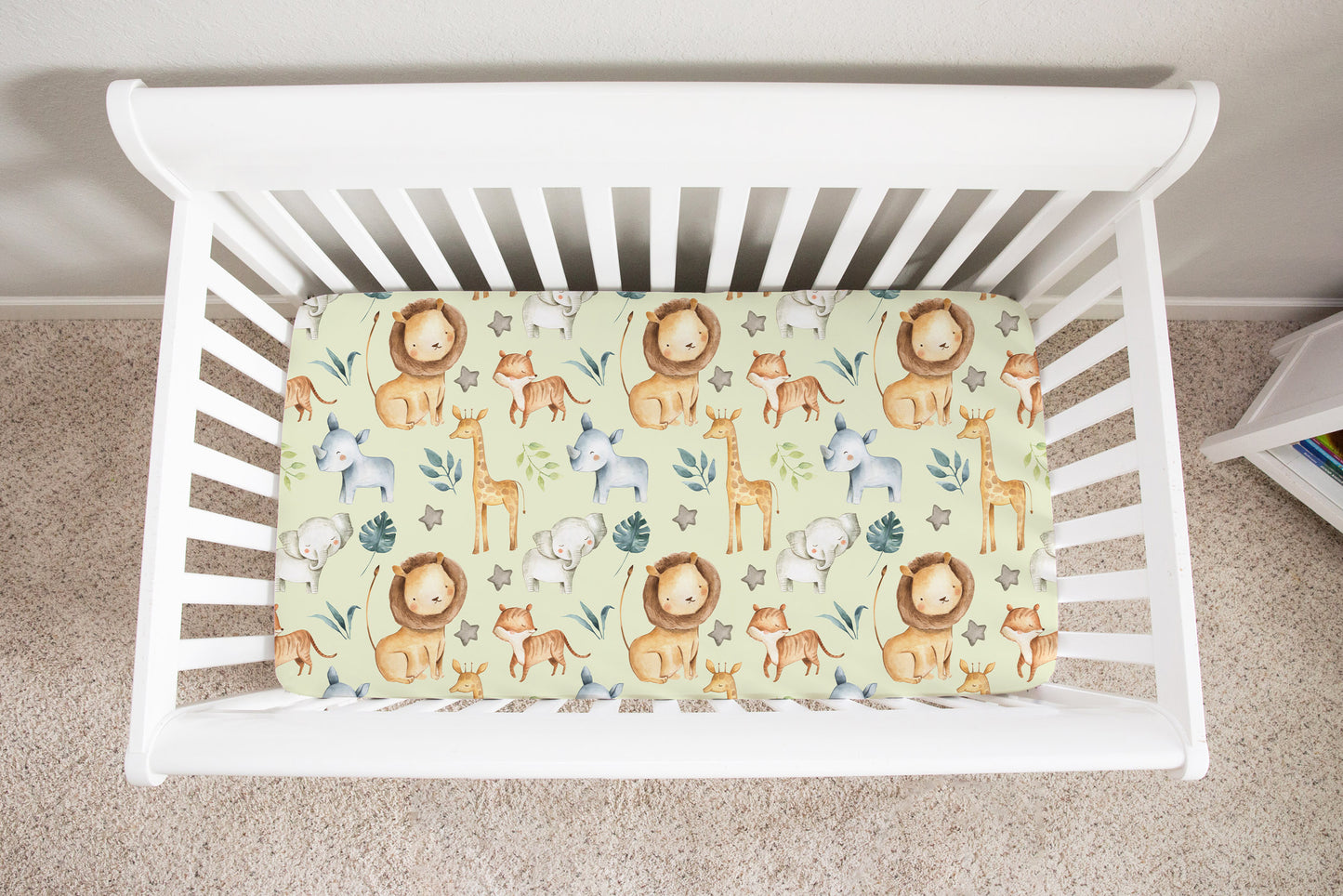 Safari Animals Minky Crib Sheet, Jungle Nursery Bedding - Baby Africa