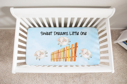 Sweet Dreams Little One Sheep Minky Crib Sheet, Farm Nursery Bedding - Farm Babies