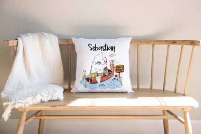 Fishing Personalized Pillow, Fishing Nursery Decor - Little Fisherman