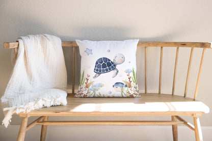 Turtle Pillow COVER, Under the sea nursery bedding - Little Ocean