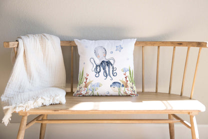 Octopus Pillow COVER, Under the sea nursery bedding - Little Ocean