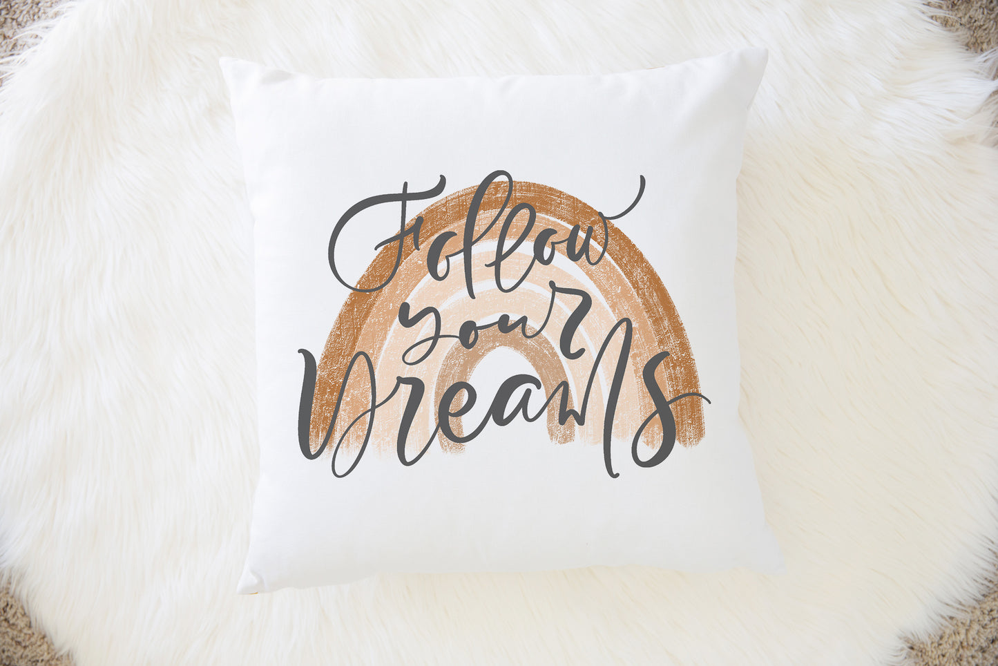 Follow your Dreams Pillow Case, Rainbow Nursery Decor - Earthy Rainbow