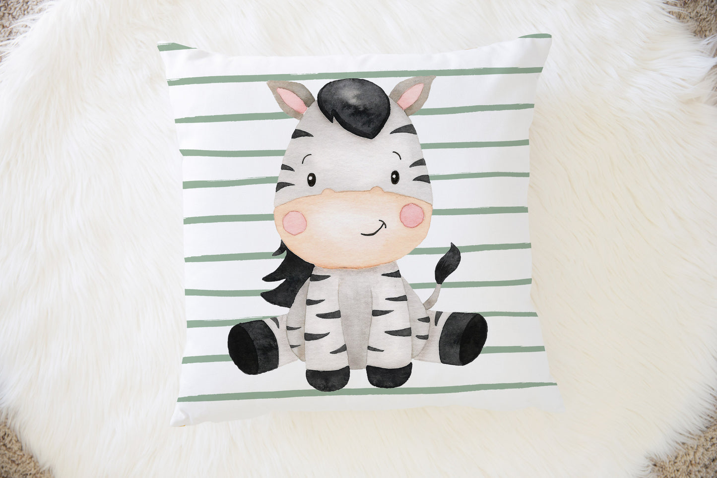 Zebra Pillow, Jungle Nursery Decor - Safari Explorer