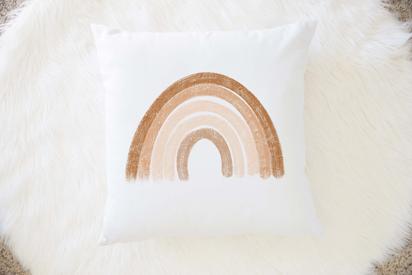 Earthy Rainbow Square Pillow Case, Rainbow Nursery Decor - Earthy Rainbow