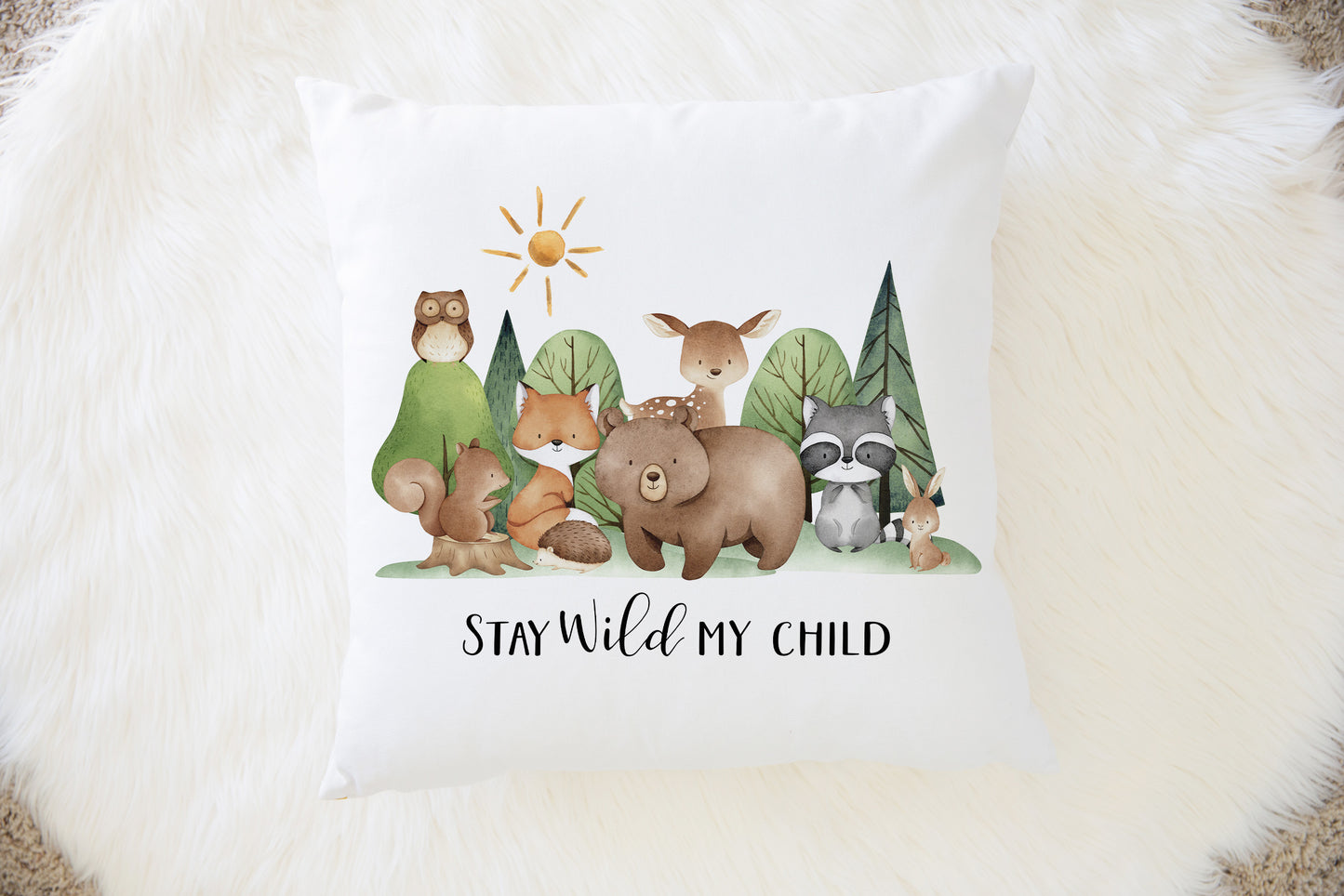 Woodland Animals Pillow cover, Woodland Nursery Decor - Tiny Woodland