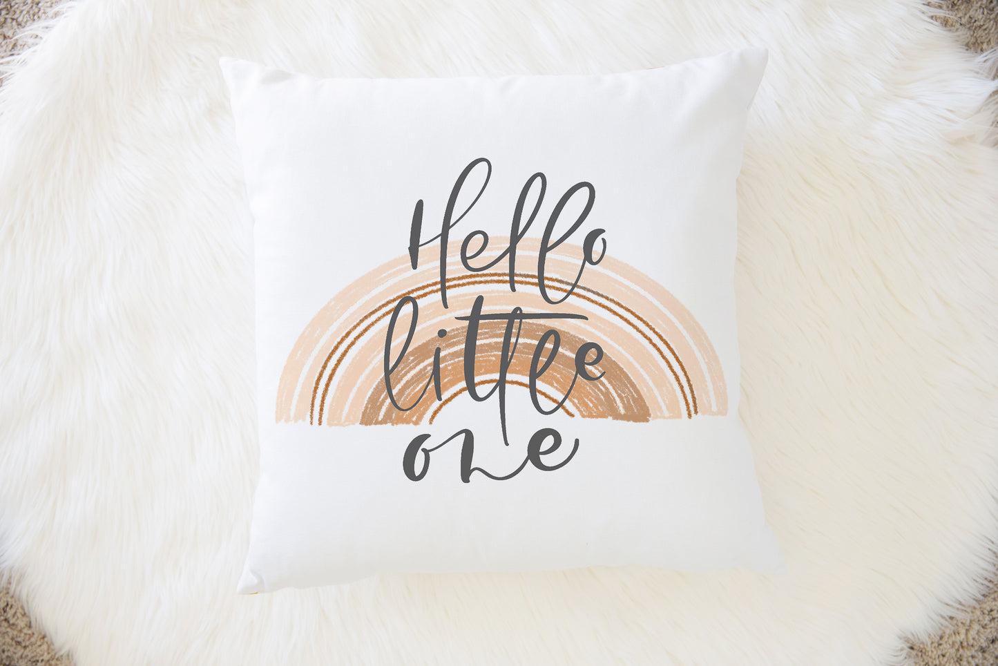 Hello Little One Pillow Case, Rainbow Nursery Decor - Earthy Rainbow