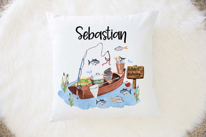 Fishing Personalized Pillow, Fishing Nursery Decor - Little Fisherman