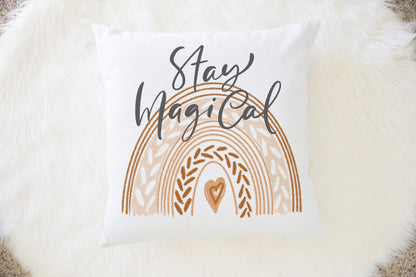 Stay Magical Pillow Case, Rainbow Nursery Decor - Earthy Rainbow