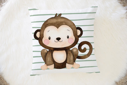 Monkey Pillow, Jungle Nursery Decor - Safari Explorer