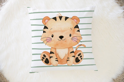 Tiger Pillow, Jungle Nursery Decor - Safari Explorer