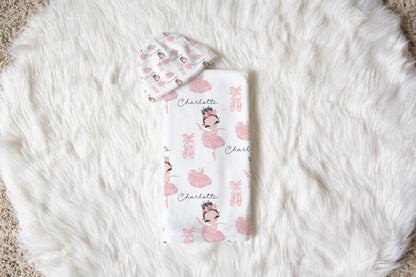 Ballerina Swaddle Set 1, Ballet Hospital receiving blanket - Sweet Ballet