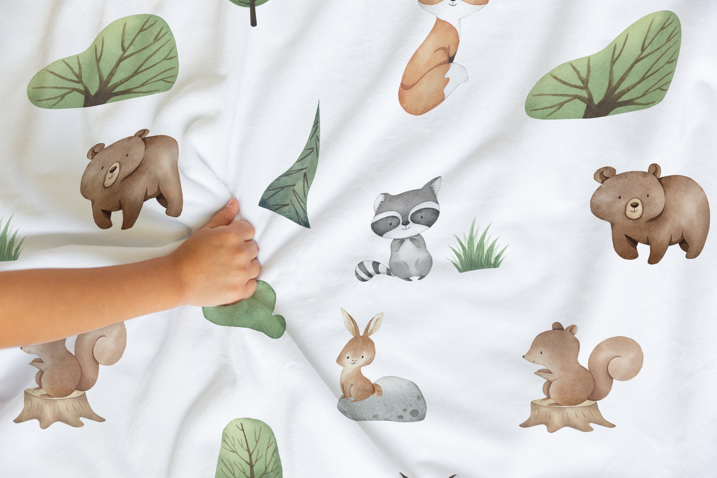 Woodland Animals Minky Blanket, Woodland Nursery Bedding - Tiny Woodland