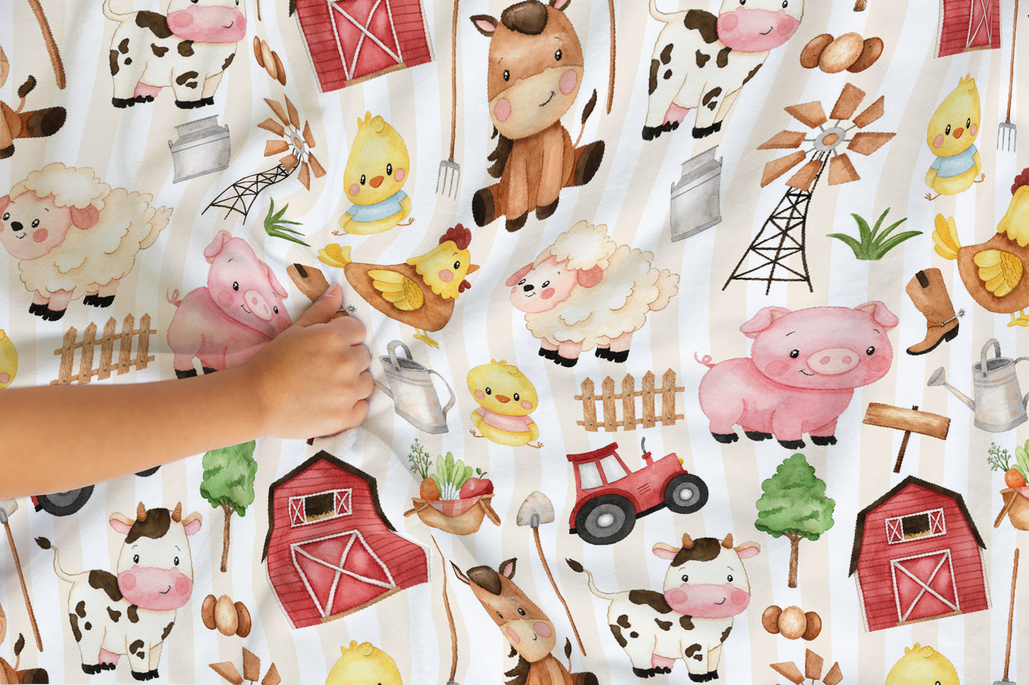 Farm Animals Minky Blanket, Barnyard Nursery Bedding - Morgans Farm