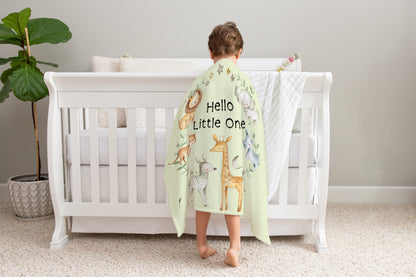 Hello Little One Safari Minky Blanket, Jungle Nursery Bedding - Baby Africa